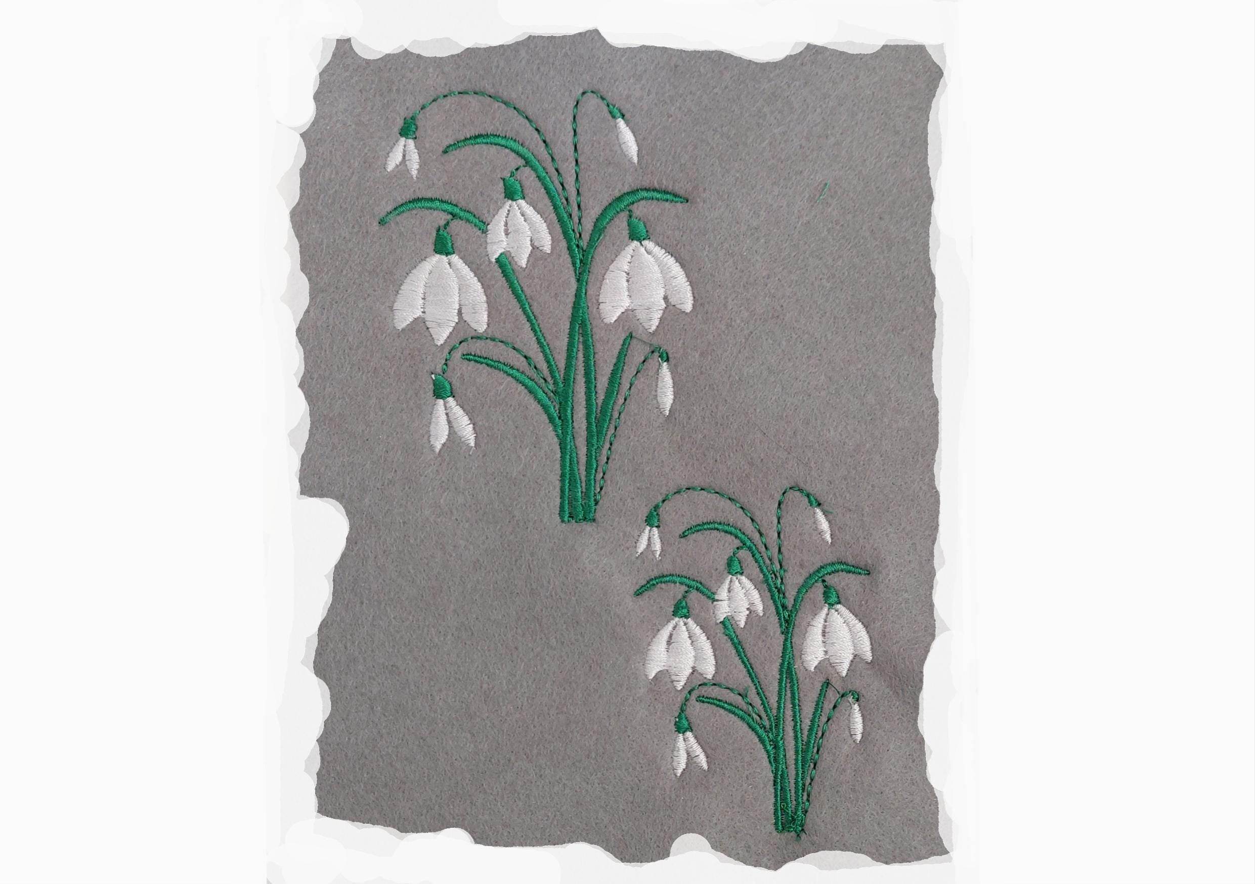 Stickdatei Schneeglöckchen in zwei Größen, Blume, Frühling, Sommer - Sewando