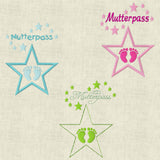 Stickdatei Mutterpass Stern Babyfüsse Baby Füsse Set 409 - Sewando