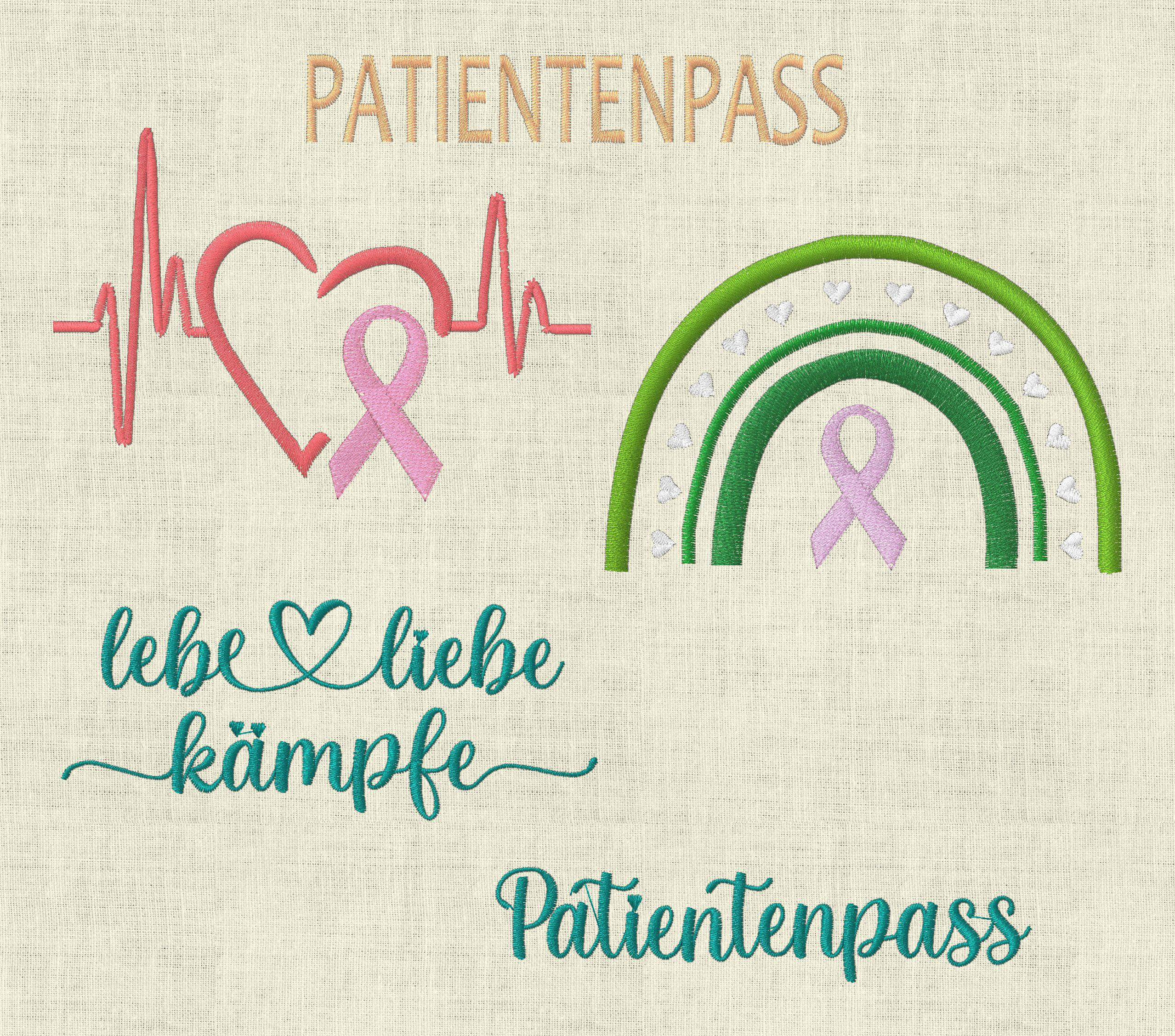 Stickdatei für Krebs Erkrankte Brustkrebs Regenbogen Schleife lebe liebe kämpfe Set 746 - Sewando