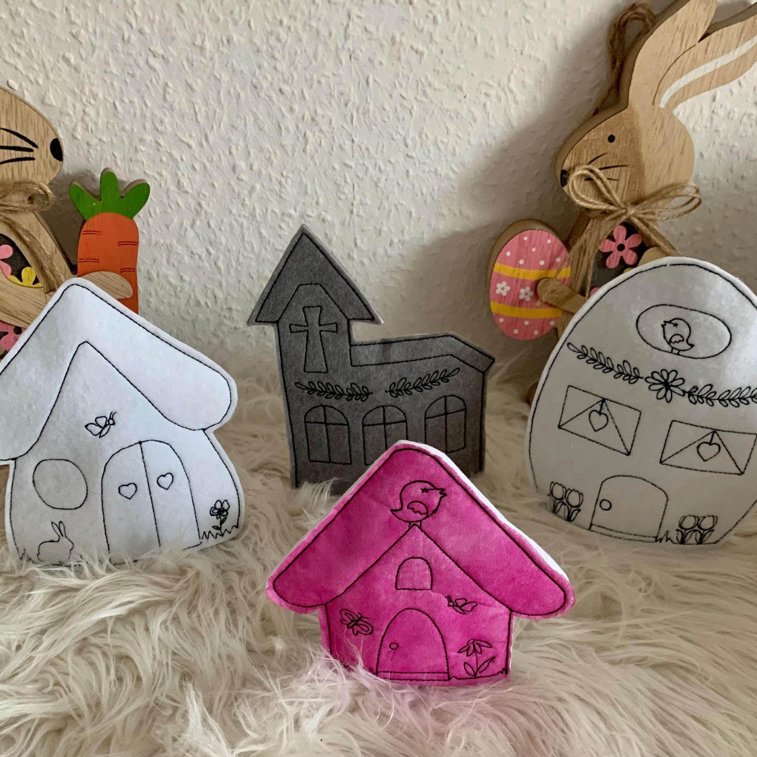 Stickdatei Dorf mit Kirche Lichthaus In the Hoop, LED Haus Set 799 - Sewando