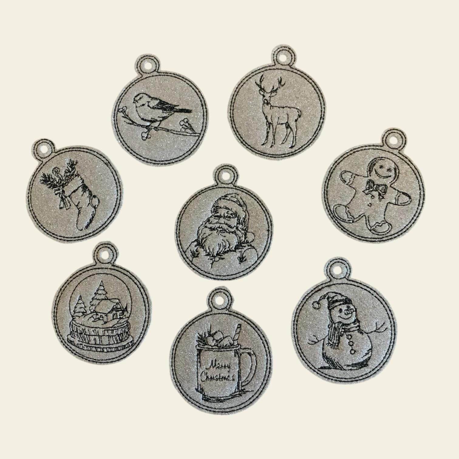 Stickdatei Weihnachten Vintage Anhänger Set 986 ITH Maschinenstickerei - Sewando