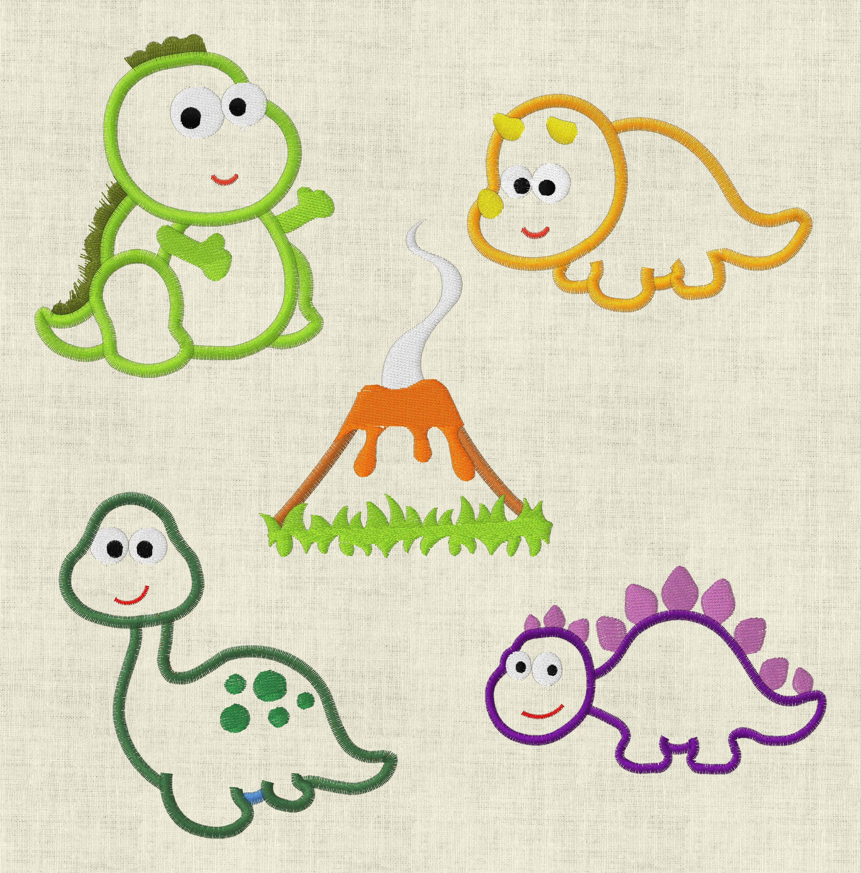 Stickdatei Dinosaurier Applikation 13x18 Set 203 - Sewando