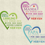 Stickdatei Keine Sorge Mama Papa Liebling Set 584 - Sewando