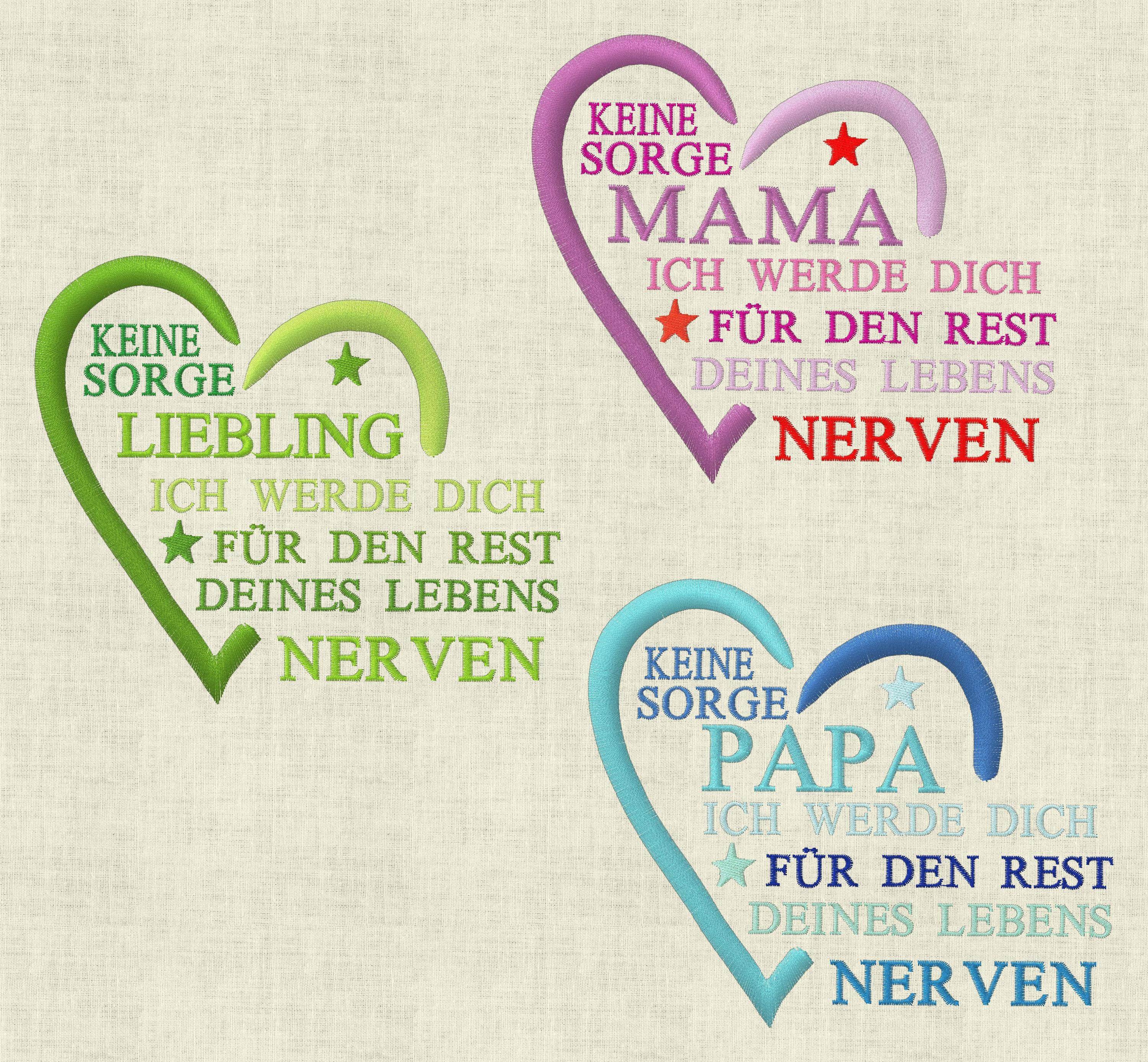 Stickdatei Keine Sorge Mama Papa Liebling Set 584 - Sewando