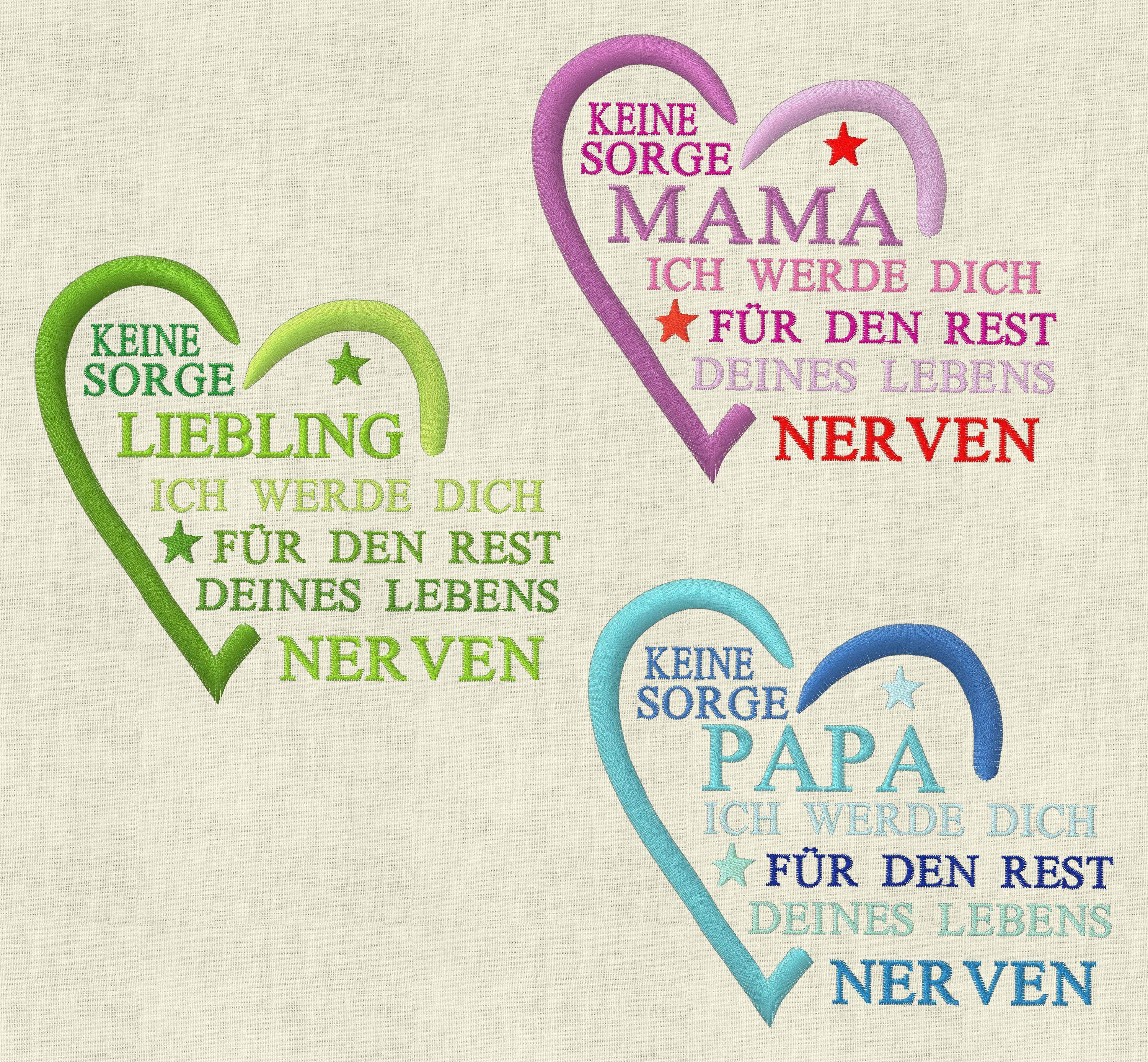 Stickdatei Keine Sorge Mama Papa Liebling Set 584 - Sewando