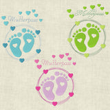 Stickdatei Mutterpass Herz Babyfüsse Doodle Set 513 - Sewando
