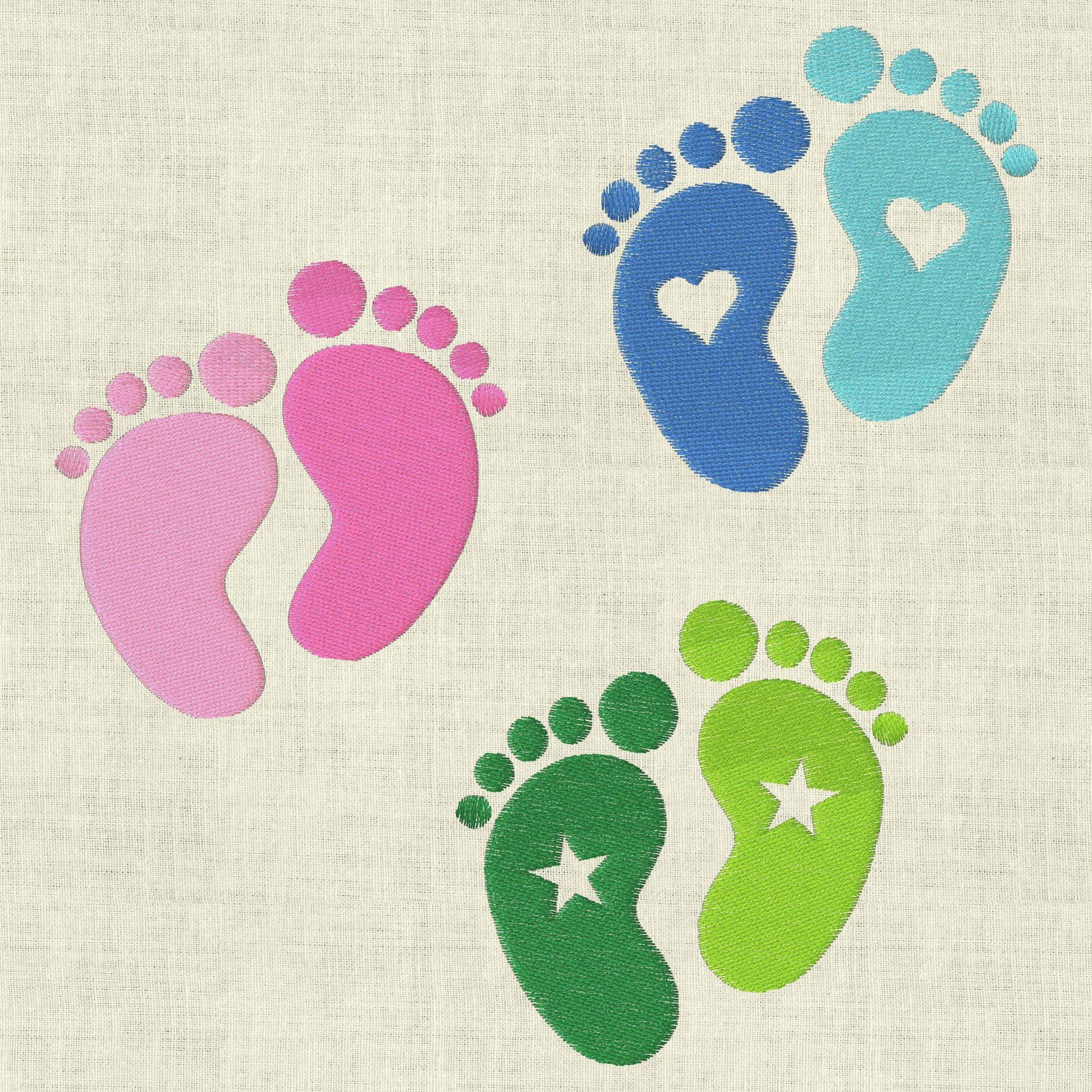 Stickdatei Baby Füße Babyfüsse Herz Stern Set 512 - Sewando