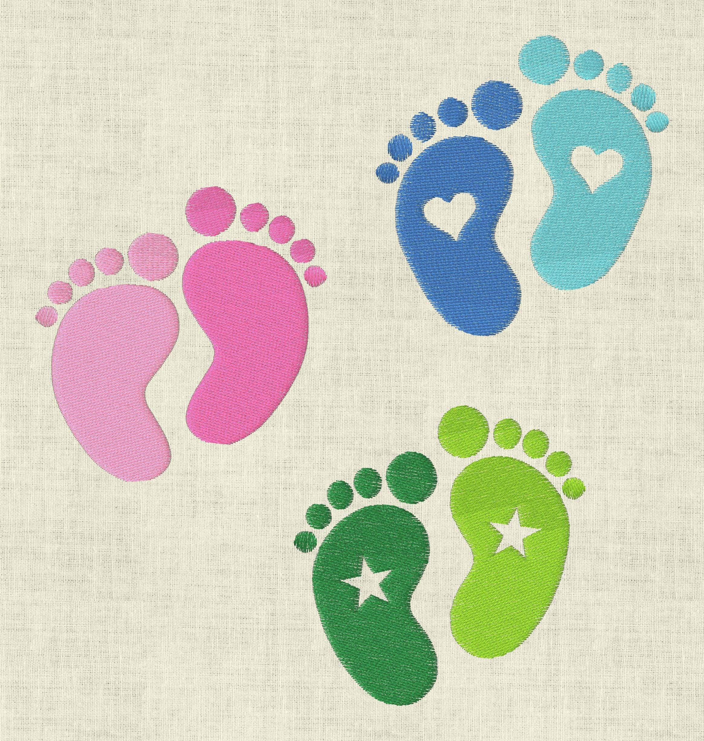 Stickdatei Baby Füße Babyfüsse Herz Stern Set 512 - Sewando
