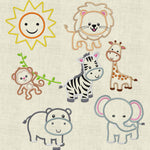 Stickdatei Zoo Tiere 10x10 Applikation Set 197 - Sewando