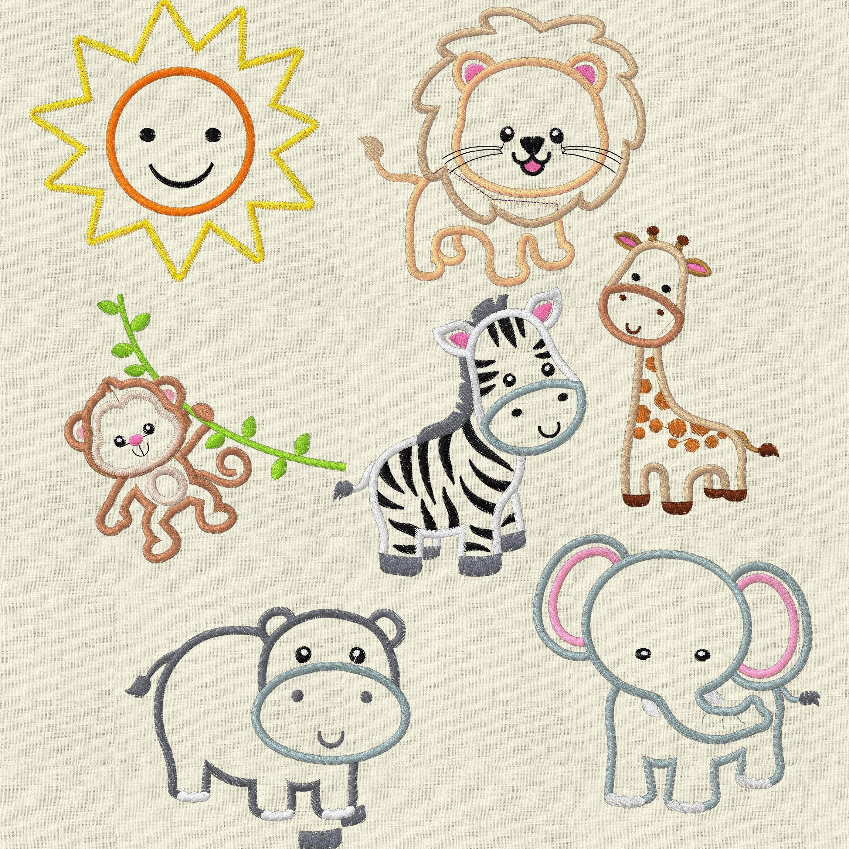 Stickdatei Zoo Tiere 10x10 Applikation Set 197 - Sewando