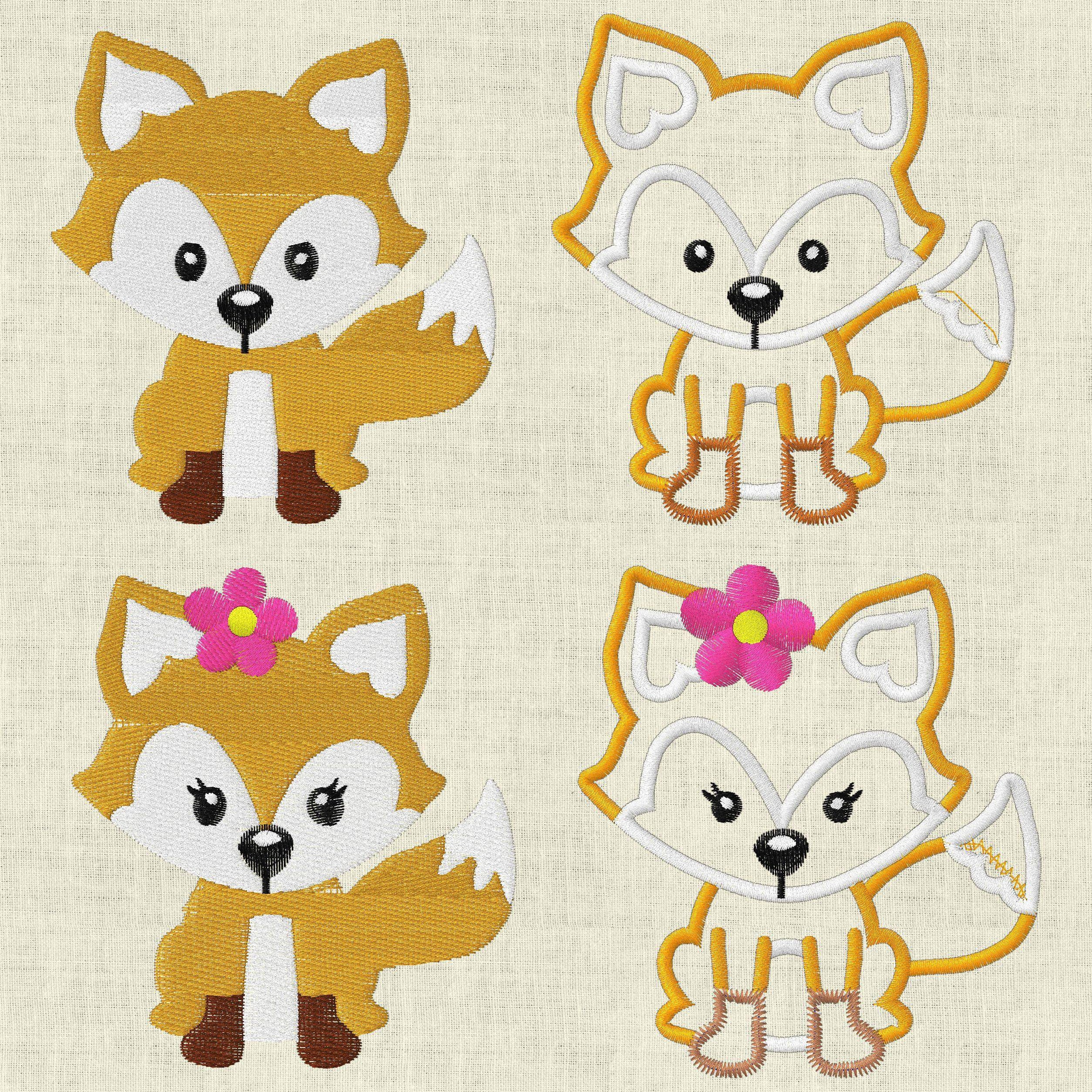 Stickdatei Fuchs Füllstich und Applikation 179 - Sewando