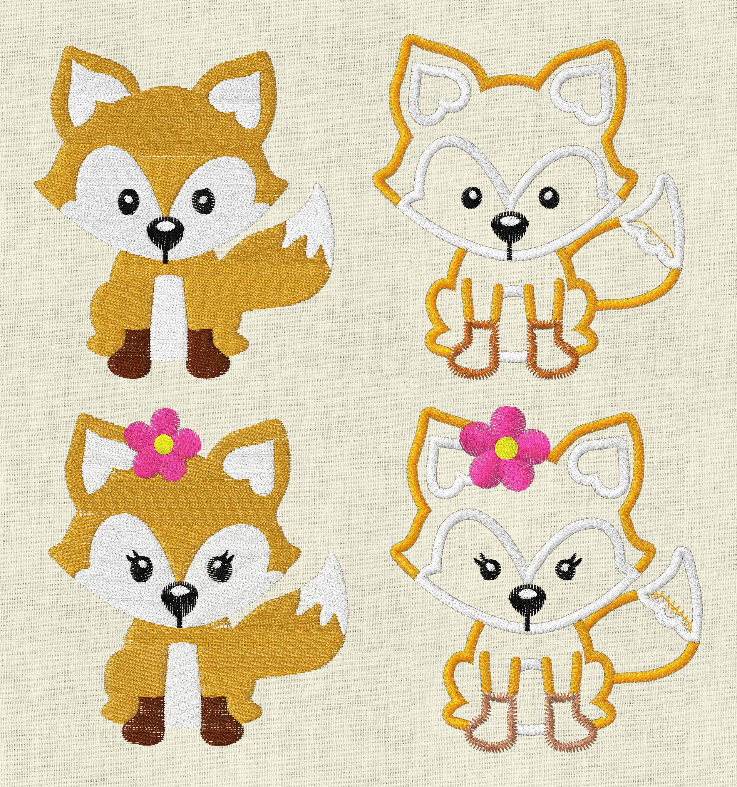 Stickdatei Fuchs Füllstich und Applikation 179 - Sewando