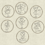 Stickdatei Strichmännchen Weihnachten Doodle Button Set 498 - Sewando