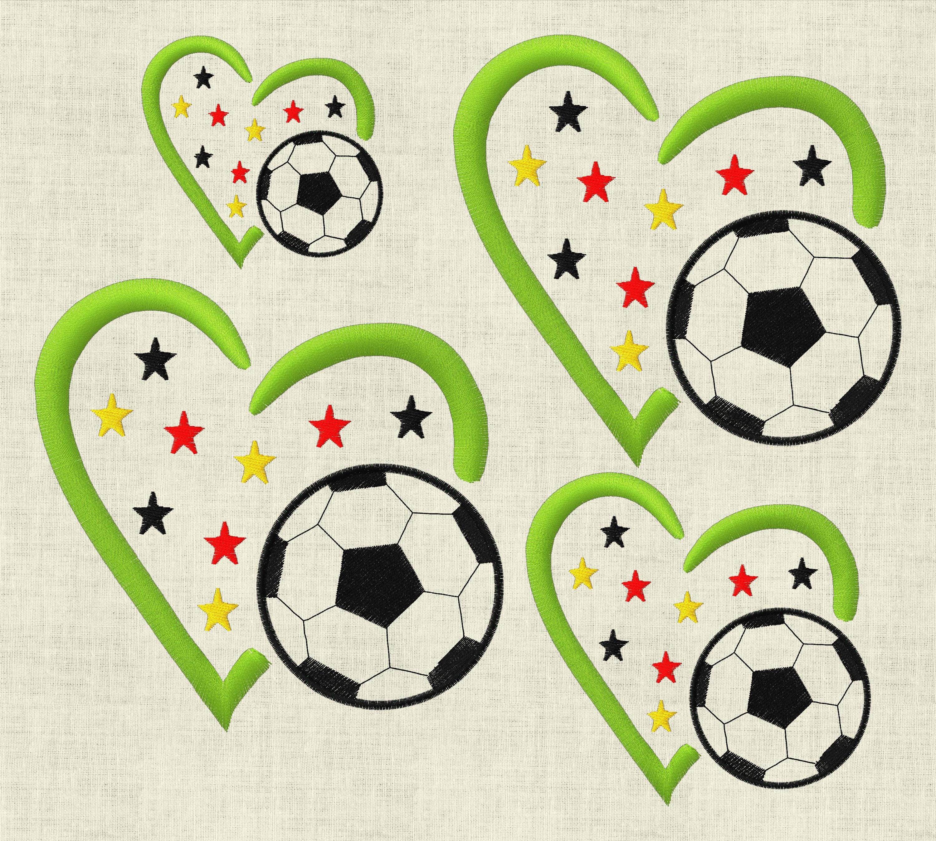 Stickdatei Fussball im Herz Applikation Set 517 - Sewando