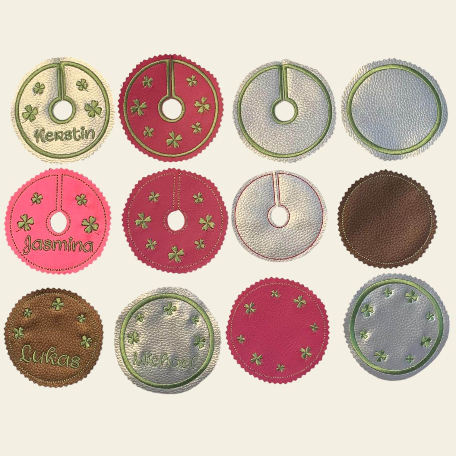 Stickdatei Untersetzer Bierdeckel Weinglas ITH offene Form Set 125 Glasmanschette - Sewando