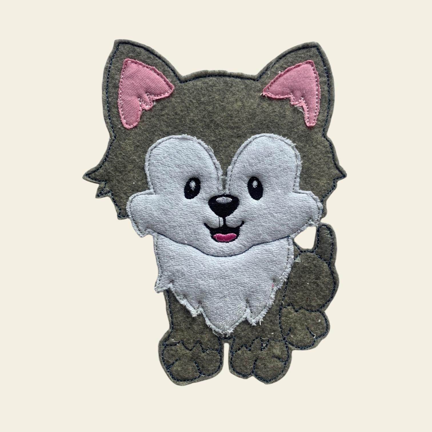 Stickdatei Doodle Wolf, Hund Applikation 3 Größen Set 732 - Sewando