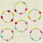 Stickdatei Doodle Rahmen Blumen Schmetterling Marienkäfer Set 600 - Sewando