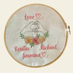 Stickdatei Hände mit Blumen Line Art Outline Redwork Familie Set 950 - Sewando