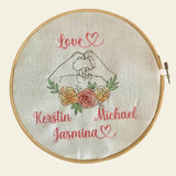 Stickdatei Hände mit Blumen Line Art Outline Redwork Familie Set 950 - Sewando