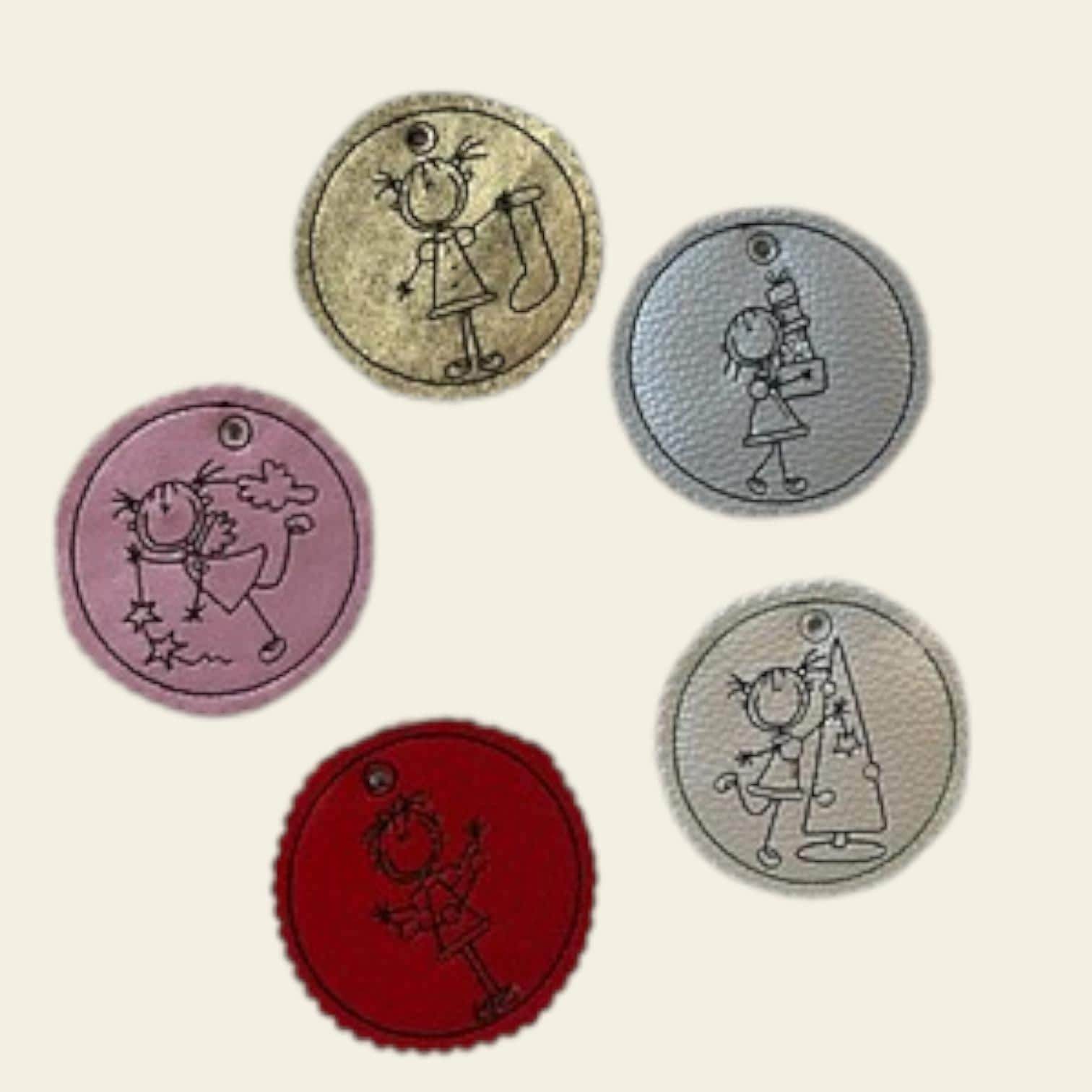Stickdatei Weihnachten Strichmännchen Geschenkanhänger Set 759 - Sewando