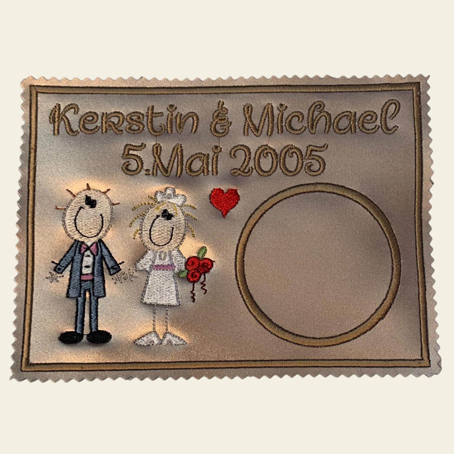 Stickdatei Hochzeit Mug Rug In the Hoop Set 653a Untersetzer Strichmännchen - Sewando