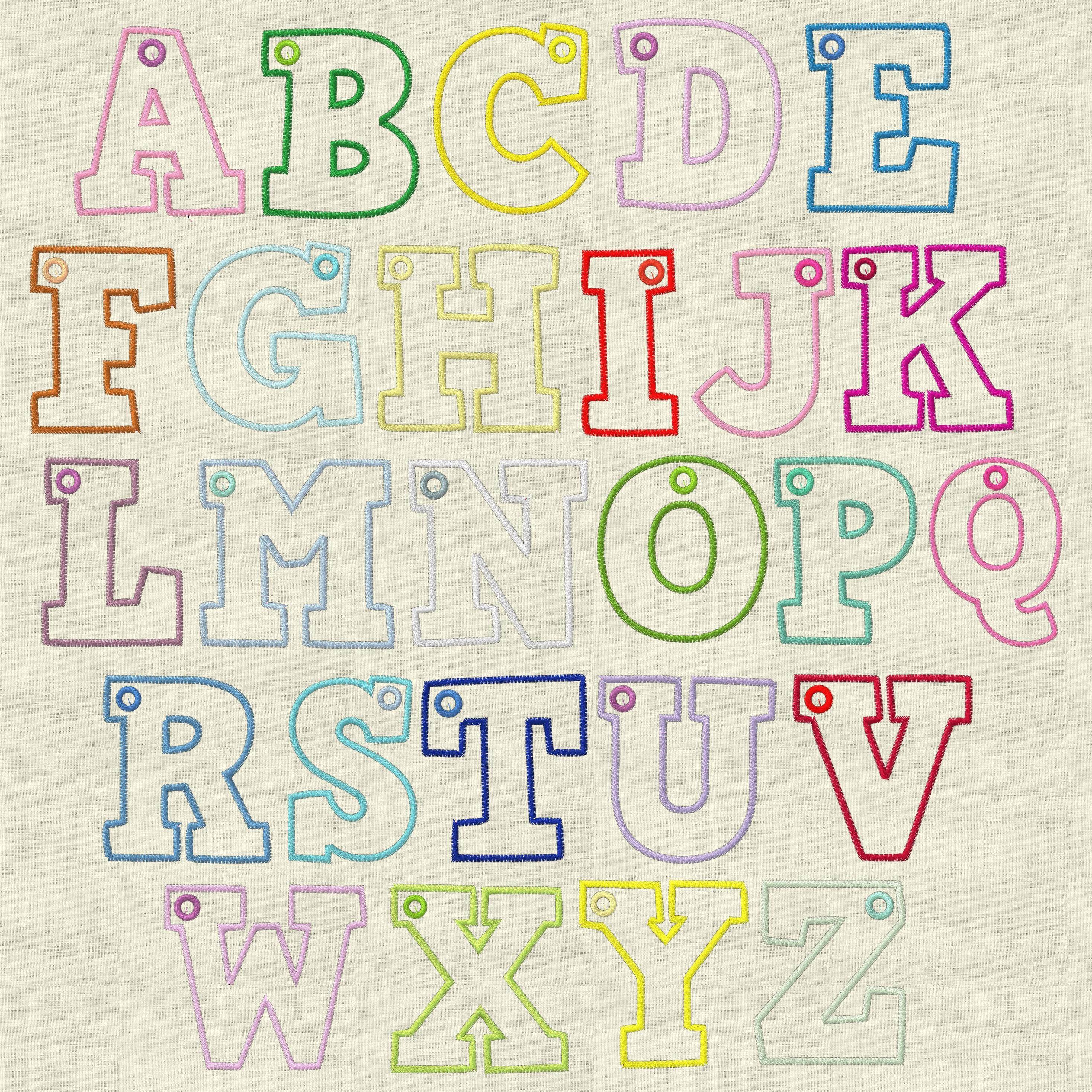 Stickdatei ABC Buchstaben Schlüsselanhänger Applikation Taschenbaumler Monogramm Set 300 - Sewando