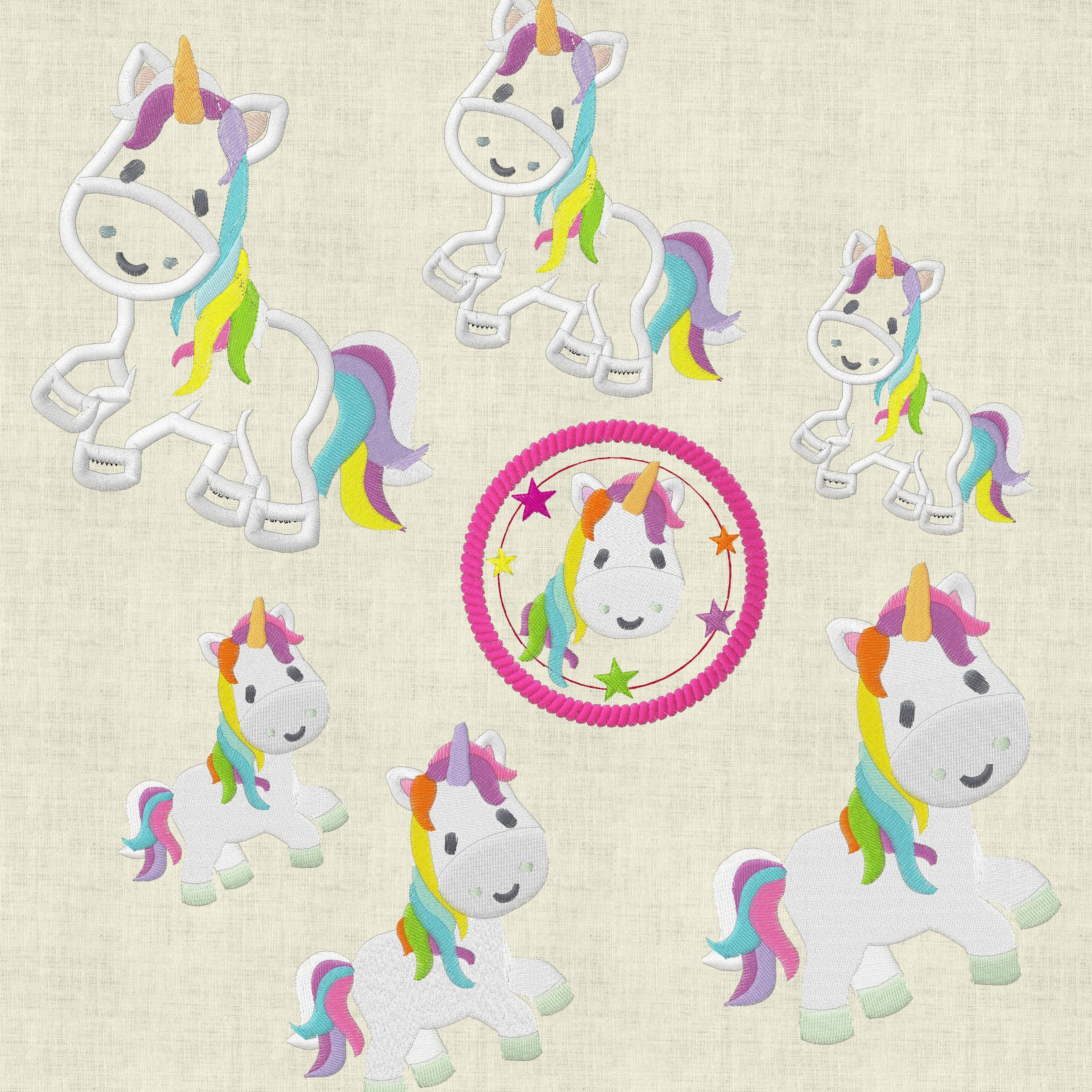 Stickdatei Einhorn Füllstich und Applikation - Sewando