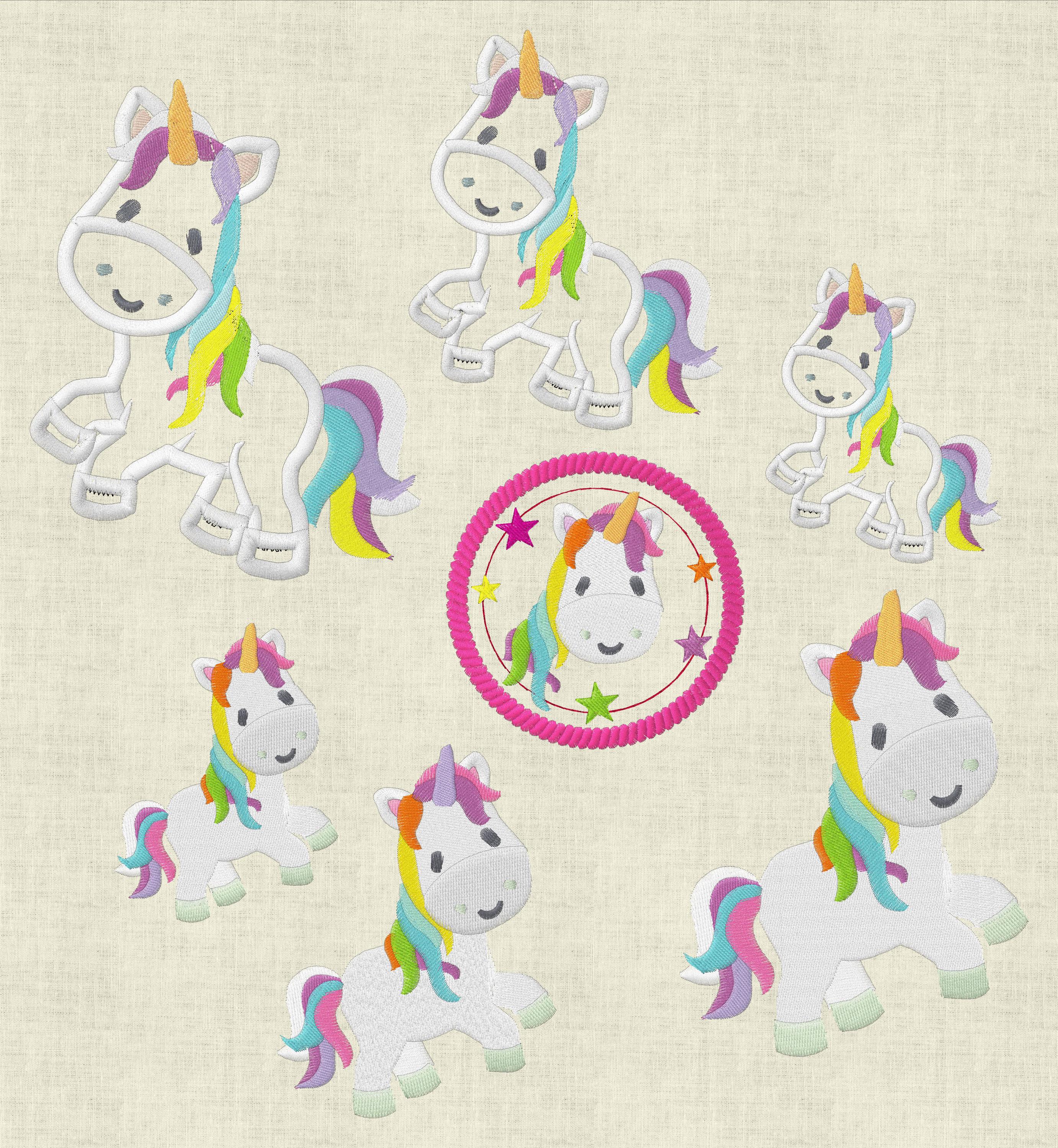 Stickdatei Einhorn Füllstich und Applikation - Sewando