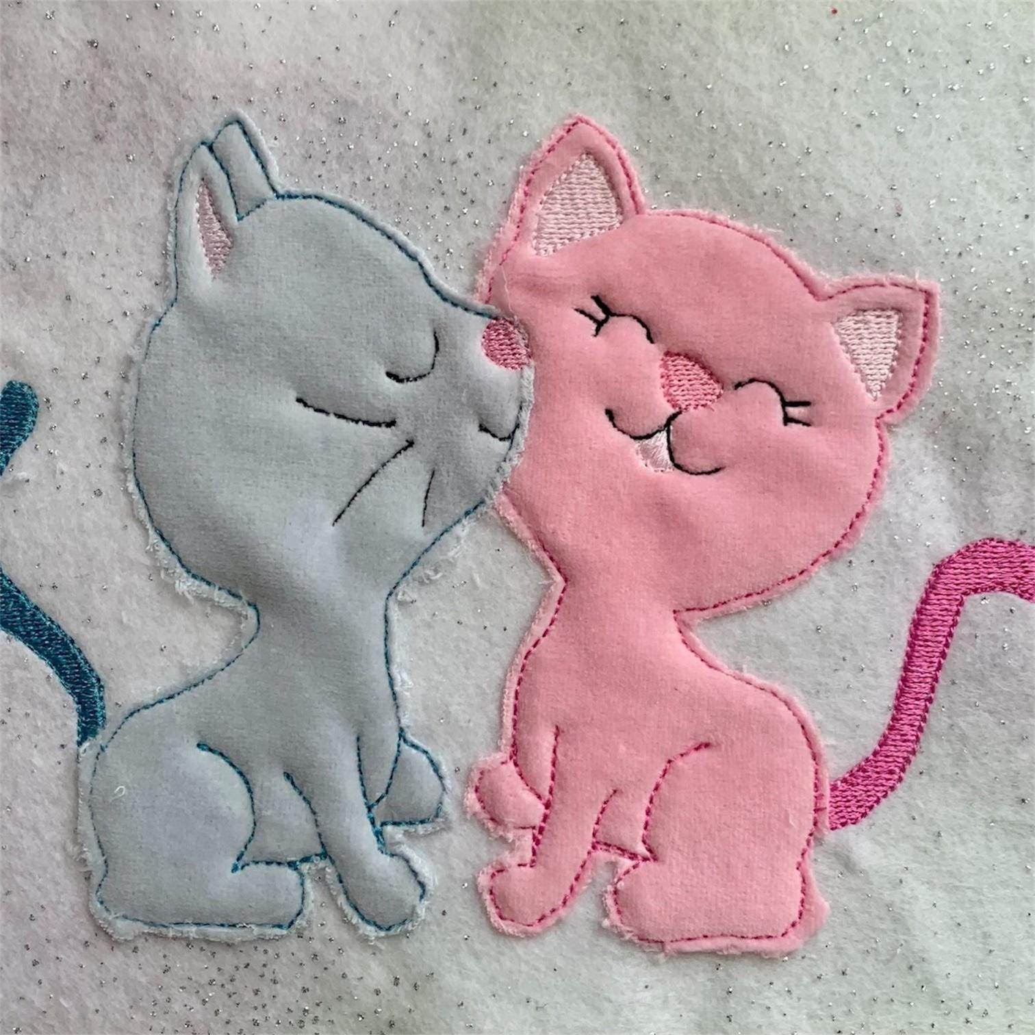 Stickdatei Doodle Katze Katzen in Love Applikation 856 - Sewando