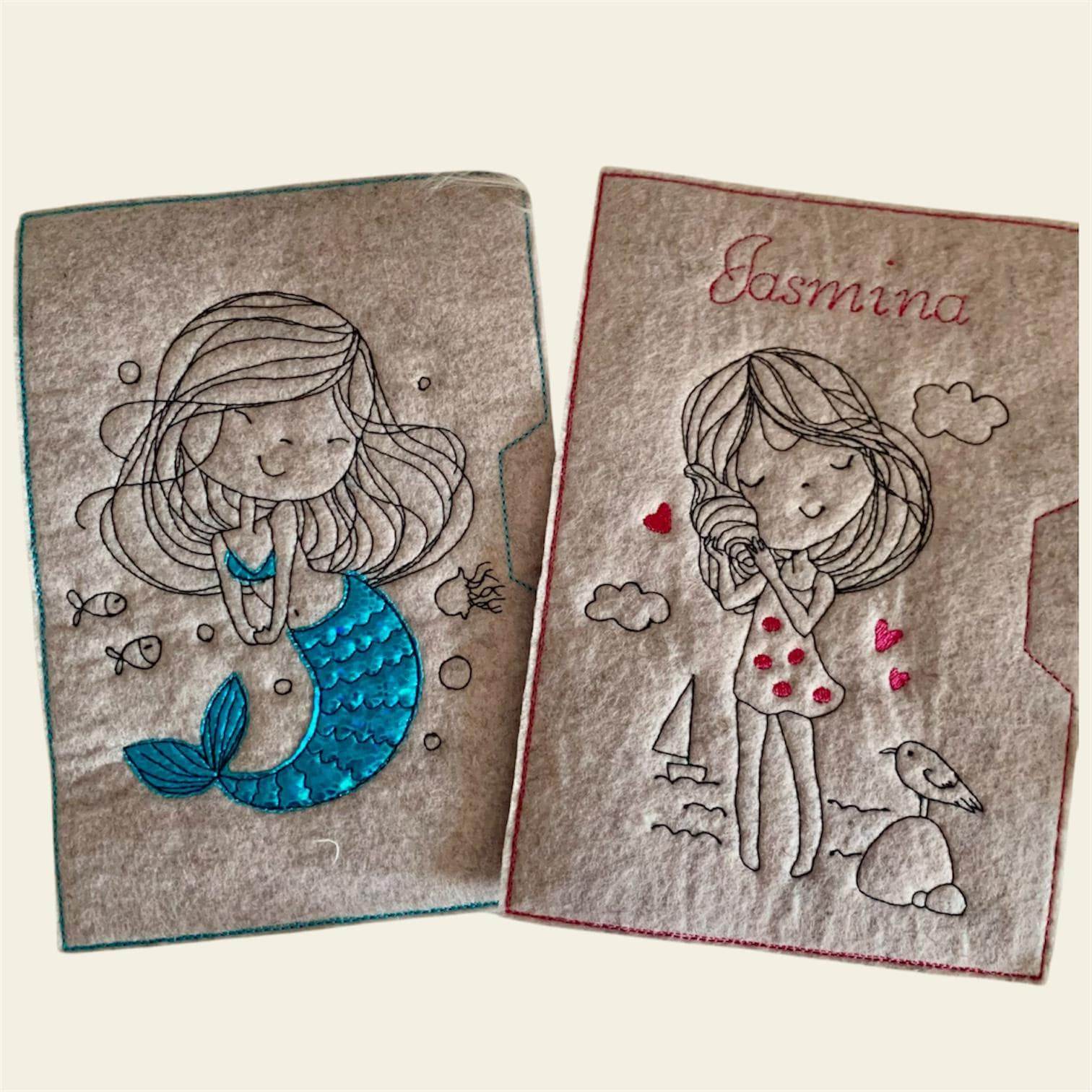 Stickdatei Meerjungfrau und Mädchen Einzelmotive Set 916 - Sewando