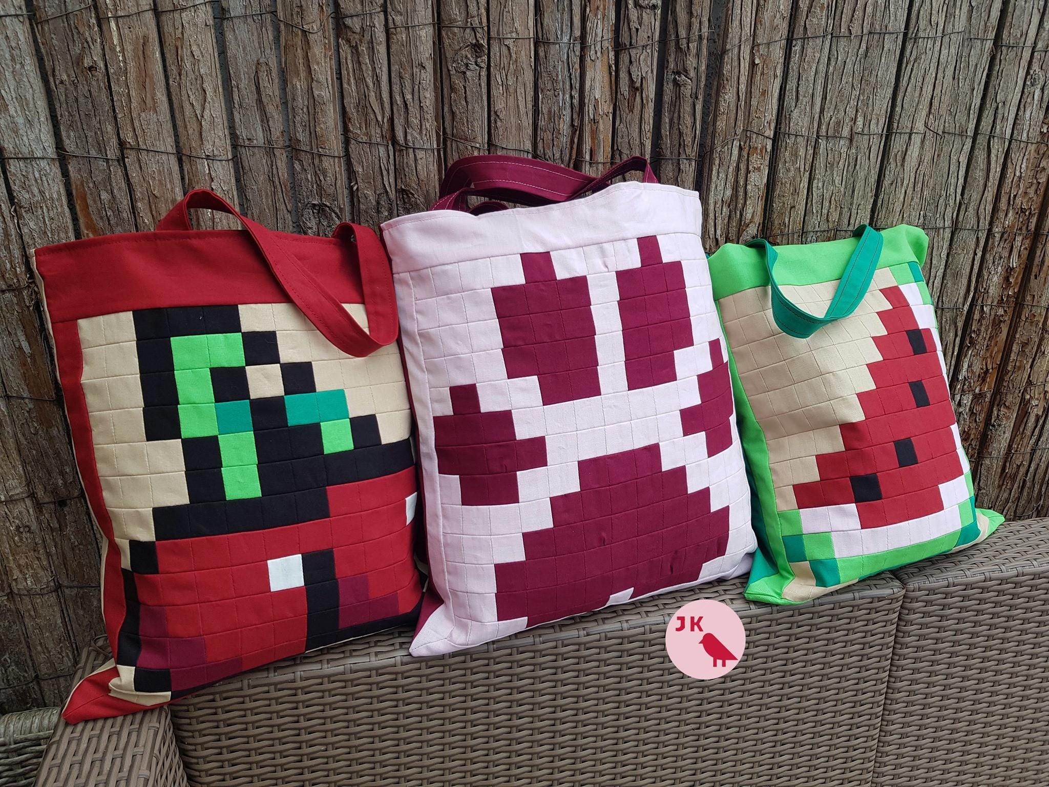Pixelbag Nähanleitung mit 3 Motiven Patchwork Schnittmuster - Sewando