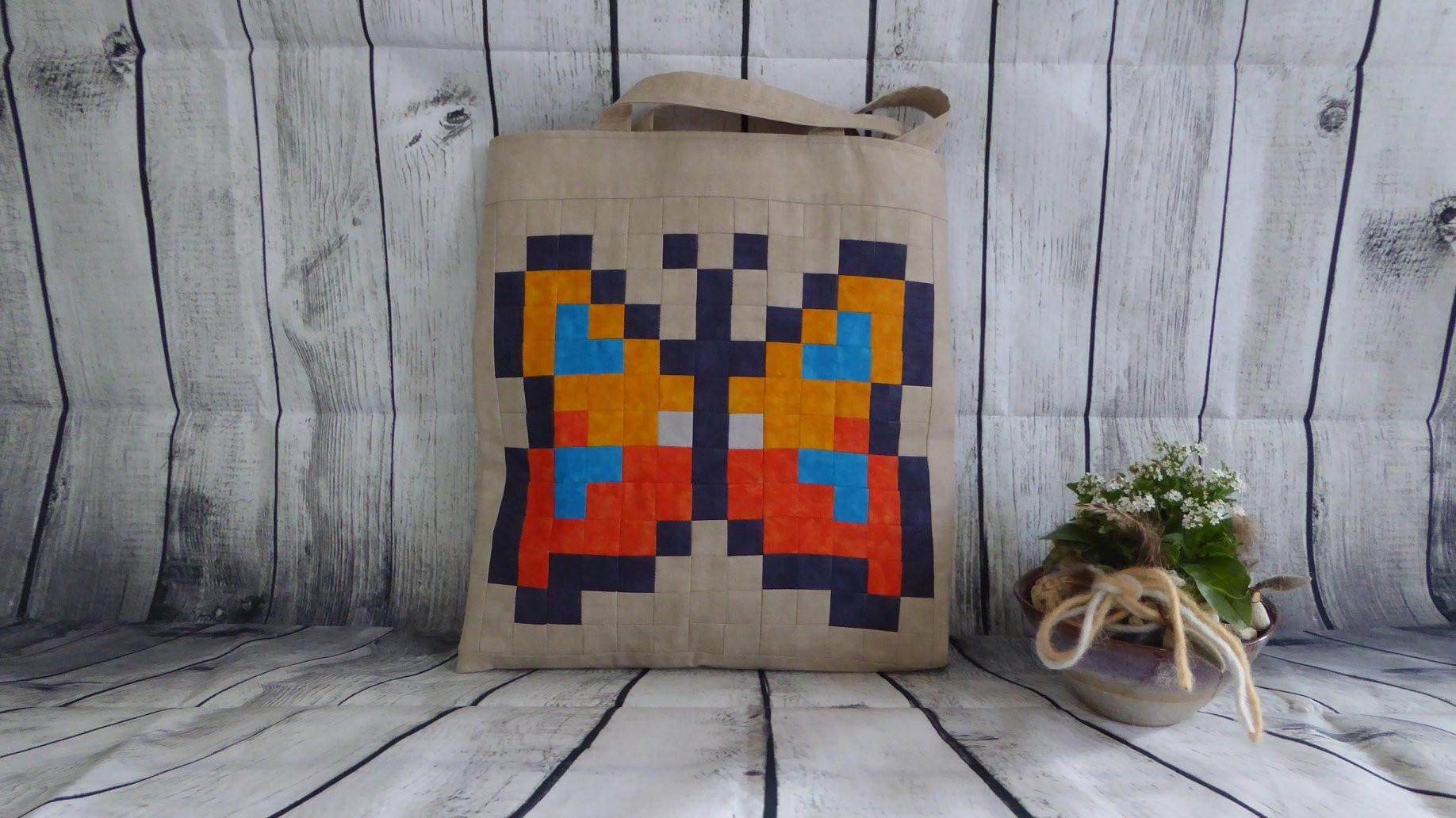 Pixelbag Nähanleitung mit 3 Motiven Patchwork Schnittmuster - Sewando