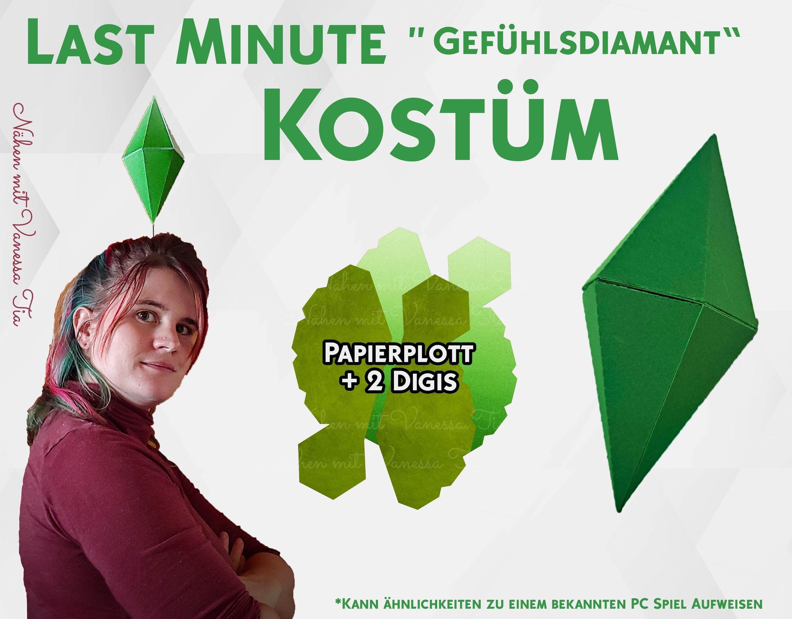 Plumbob Sims Faschingskostüm | Gefühlsdiamant Plotterdatei - Sewando