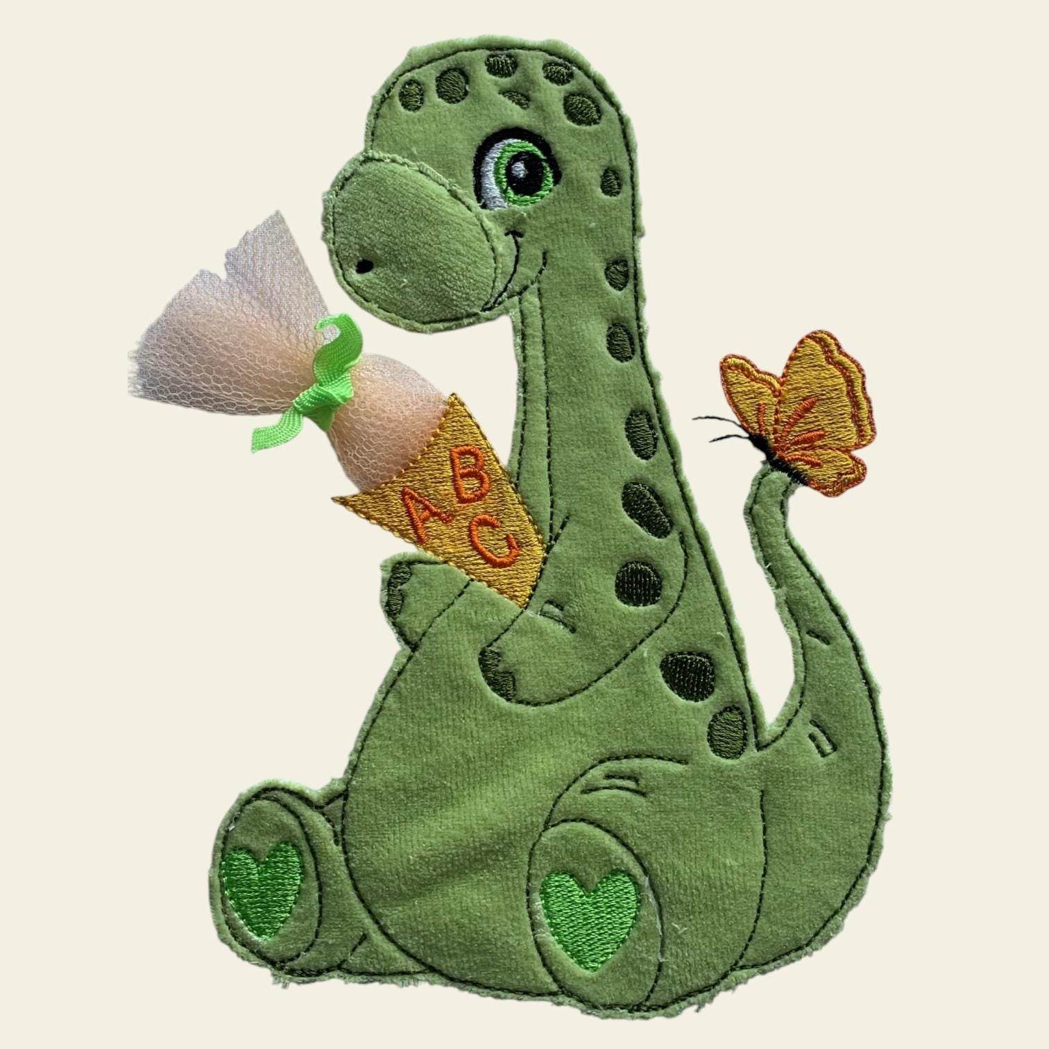 Stickdatei Doodle Dinosaurier Dino mit Schultüte Applikation Set 735 - Sewando