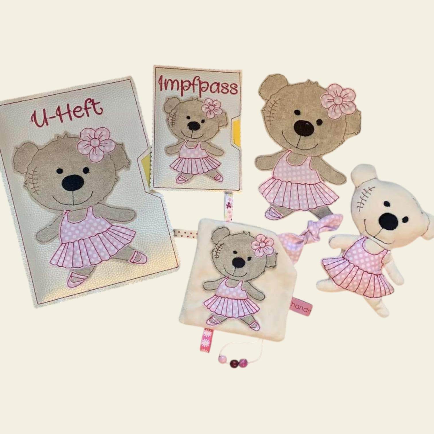 Stickdatei Teddy Ballerina Geschenkset zur Geburt In the Hoop Set 755 - Sewando