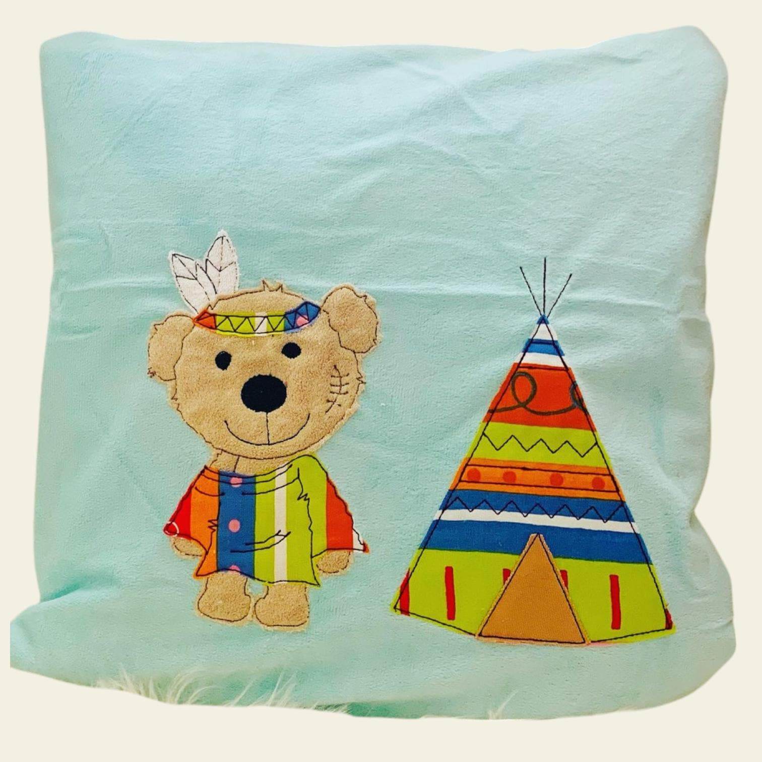 Stickdatei Doodle Teddy Bär Indianer mit Zelt Applikation Set 751 - Sewando