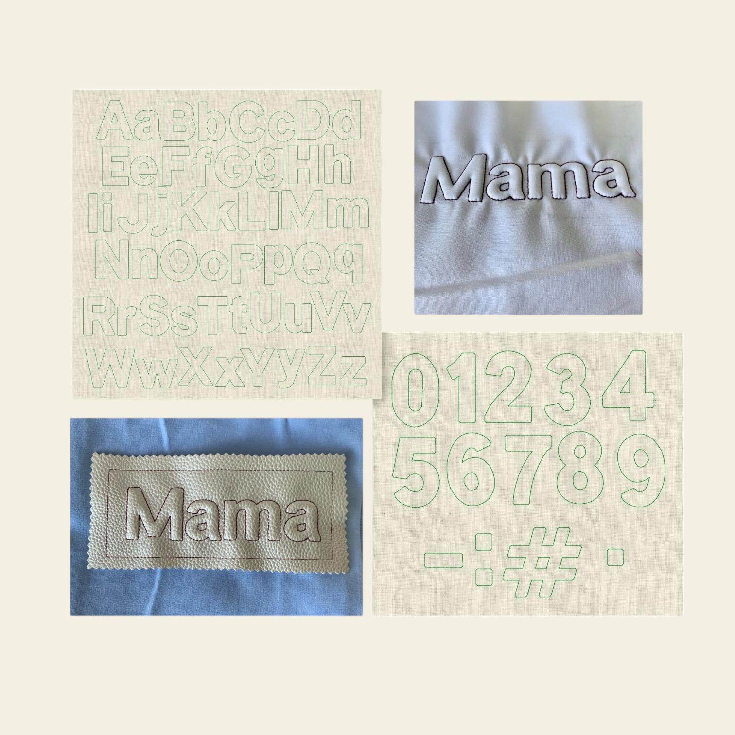 Stickdatei 3D Schrift ca. 4cm Trapunto 872 Schrift - Sewando