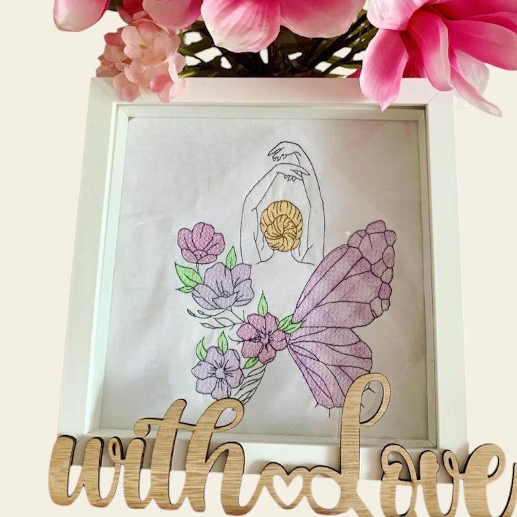 Stickdatei Schmetterling mit Blumen Set 931 - Sewando