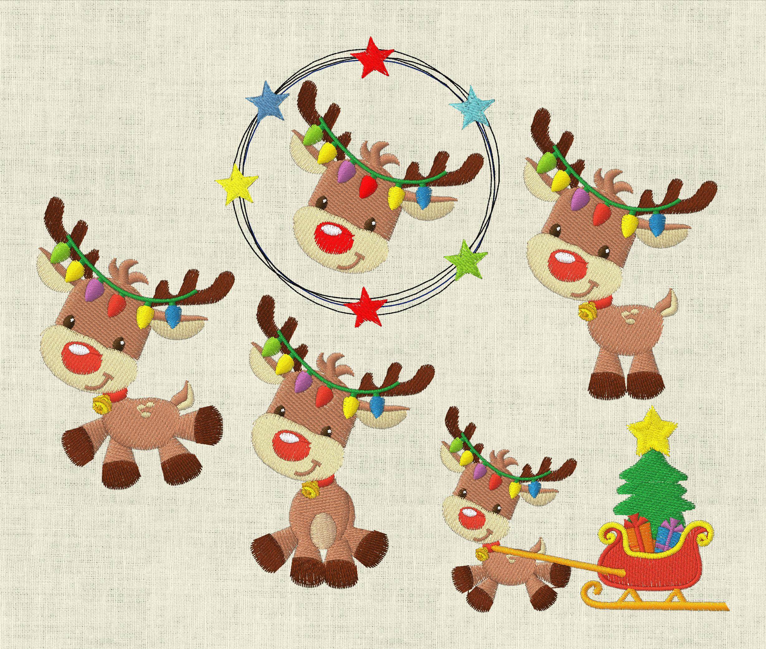 Stickdatei Weihnachten Rentier Elch Set 530 - Sewando
