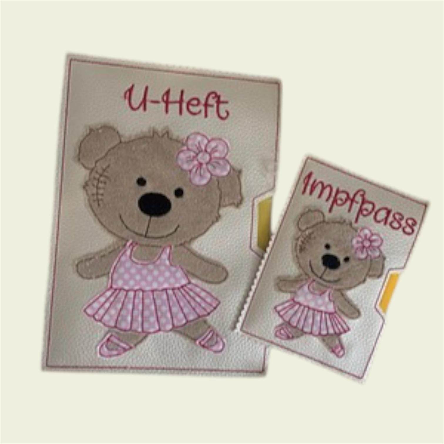Stickdatei Teddy Ballerina Tänzerin U-Heft Impfpass Set 751 - Sewando