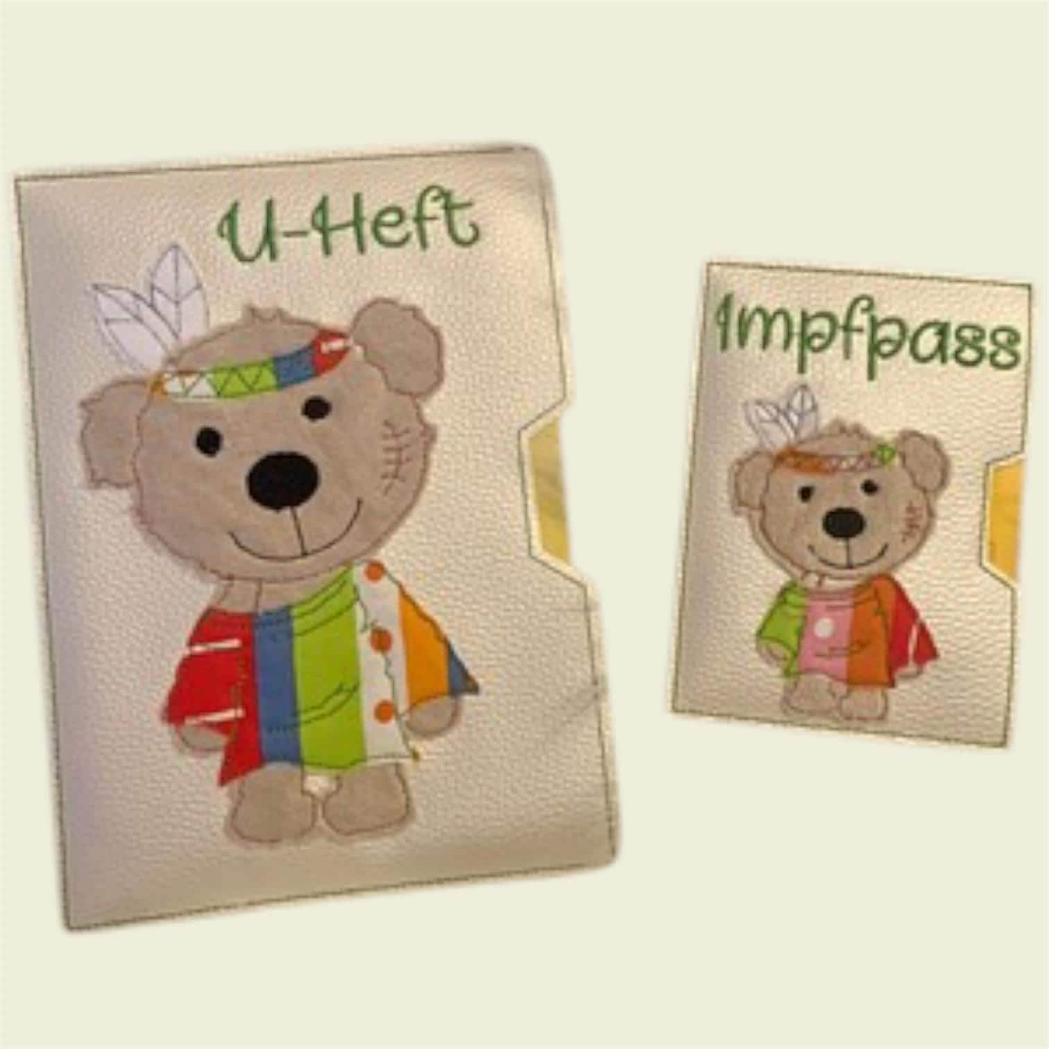 Stickdatei Teddy Indianer Boy Junge U-Heft Impfpass In the Hoop Set 751 - Sewando