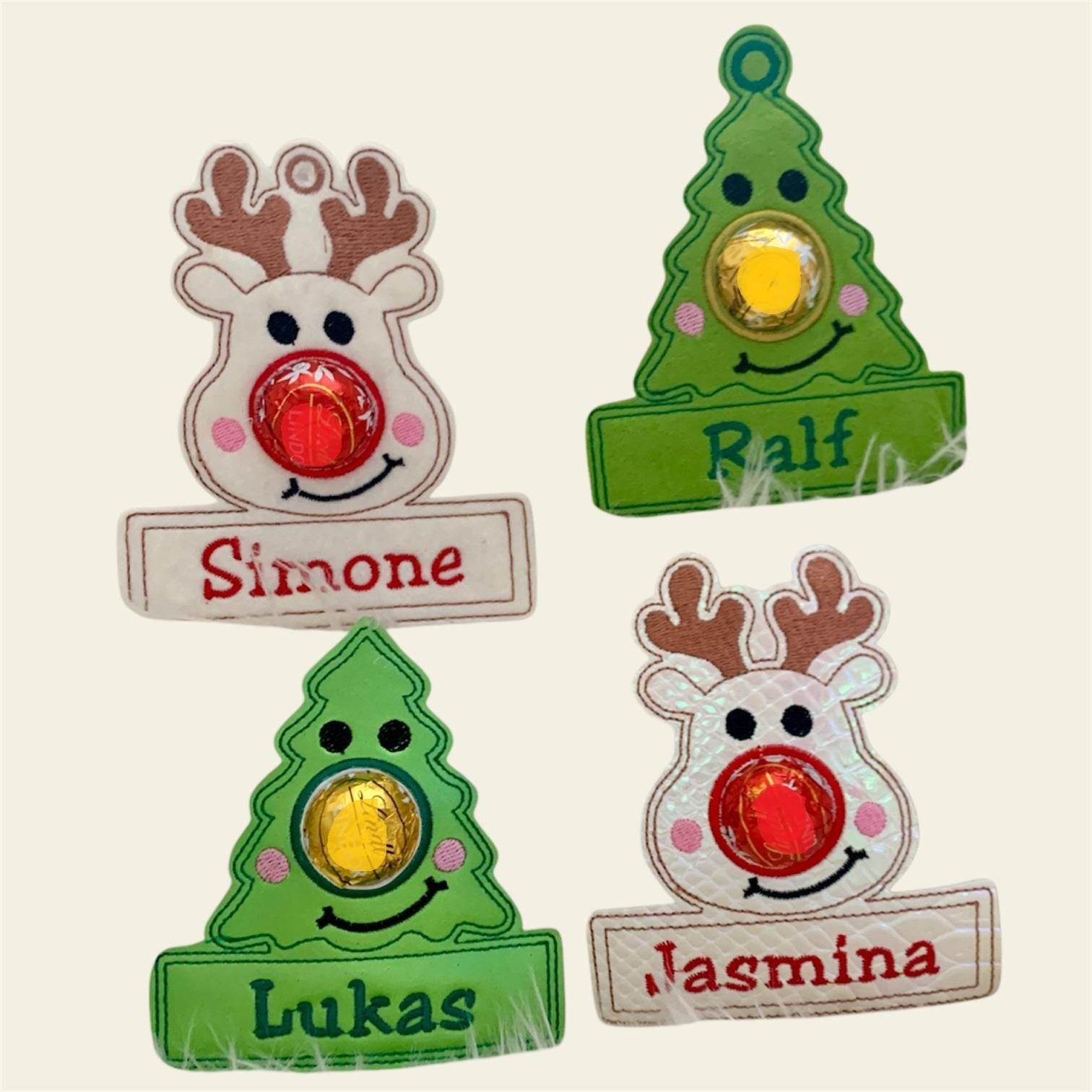 Stickdatei Weihnachten Tannenbaum Rentier mit Schoki Nase Set 905 - Sewando