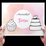 Ausmalbuch Malbuch Malheft Thema: Torten - 20 Kuchen & Tortenmotive zum ausmalen digitaler Sofortdownload - Sewando
