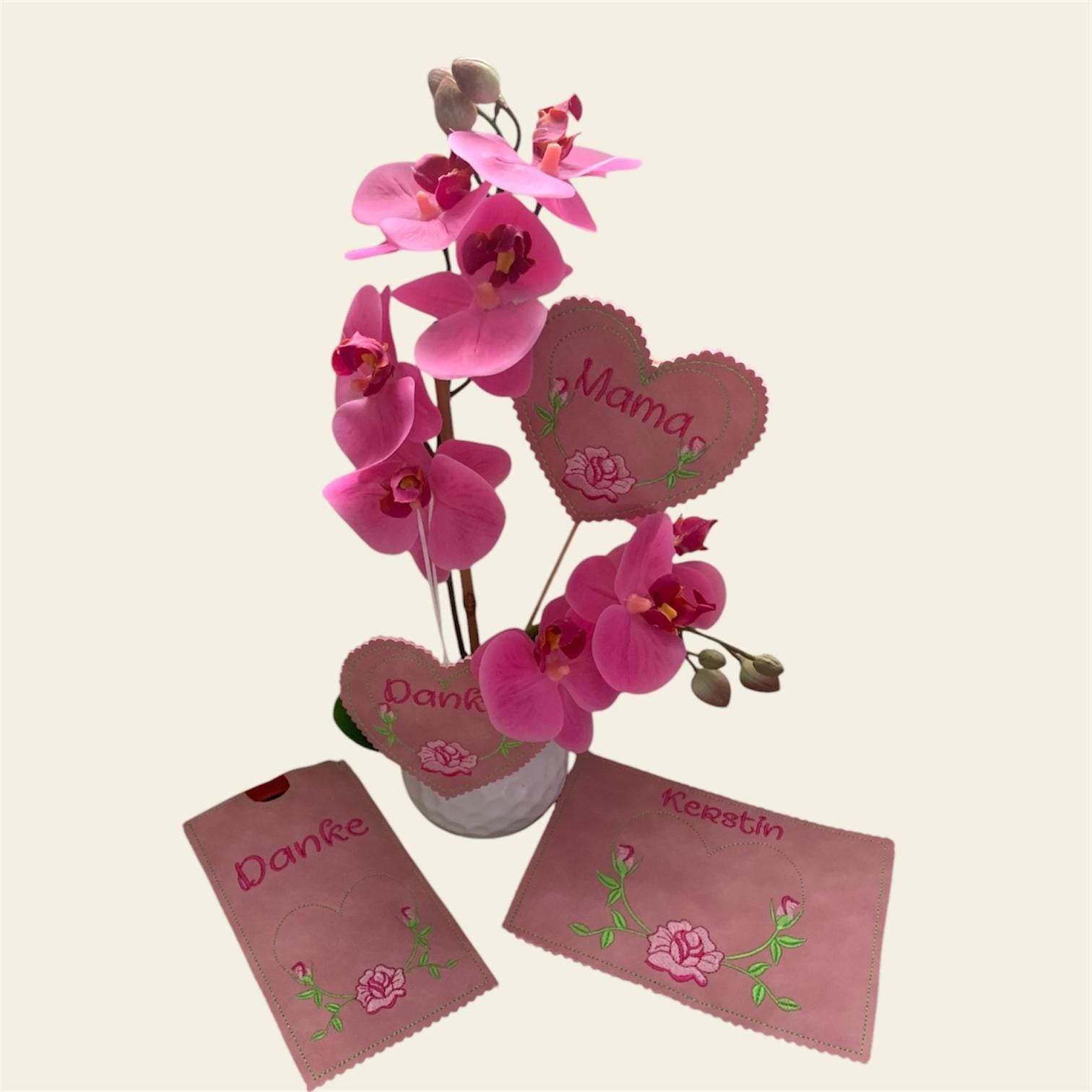 Stickdatei Mug Rug Blumen Schokihülle Muttertag Set 708 - Sewando