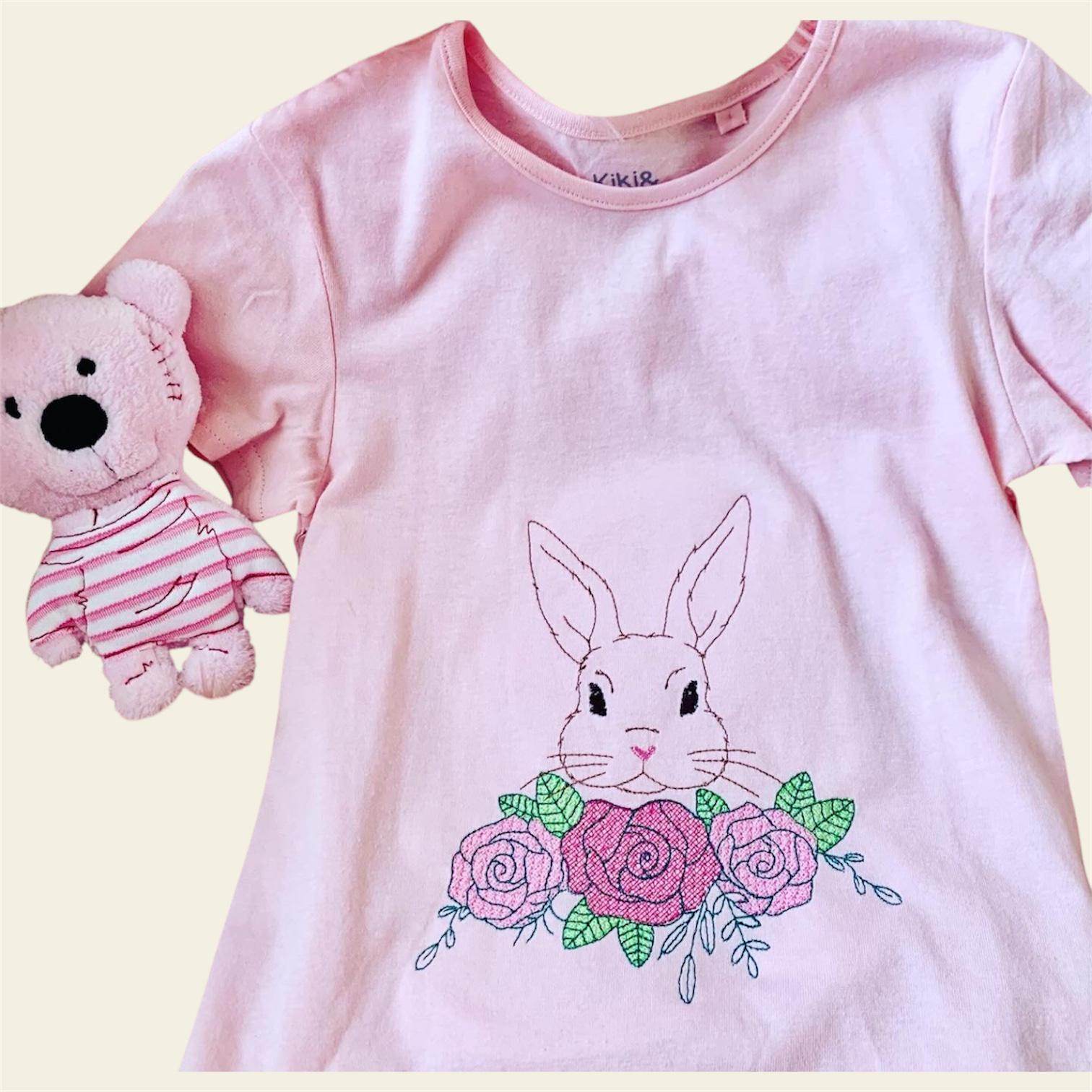 Stickdatei Hase mit Blumen Set 929 Doodle Lineare Art - Sewando