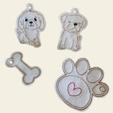 Stickdatei Hund Knochen Pfote Schlüsselanhänger Set 2516 - Sewando