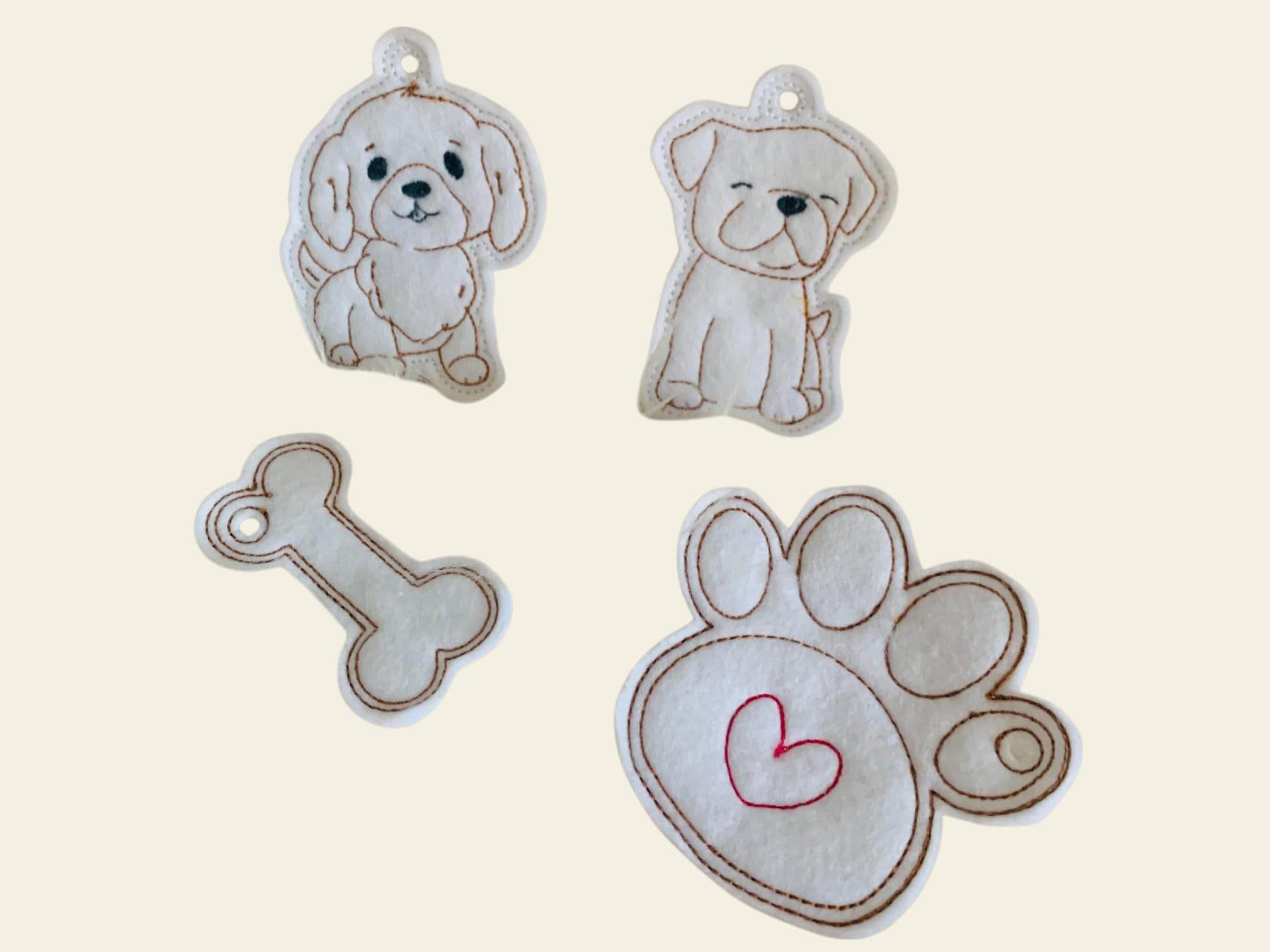 Stickdatei Hund Knochen Pfote Schlüsselanhänger Set 2516 - Sewando