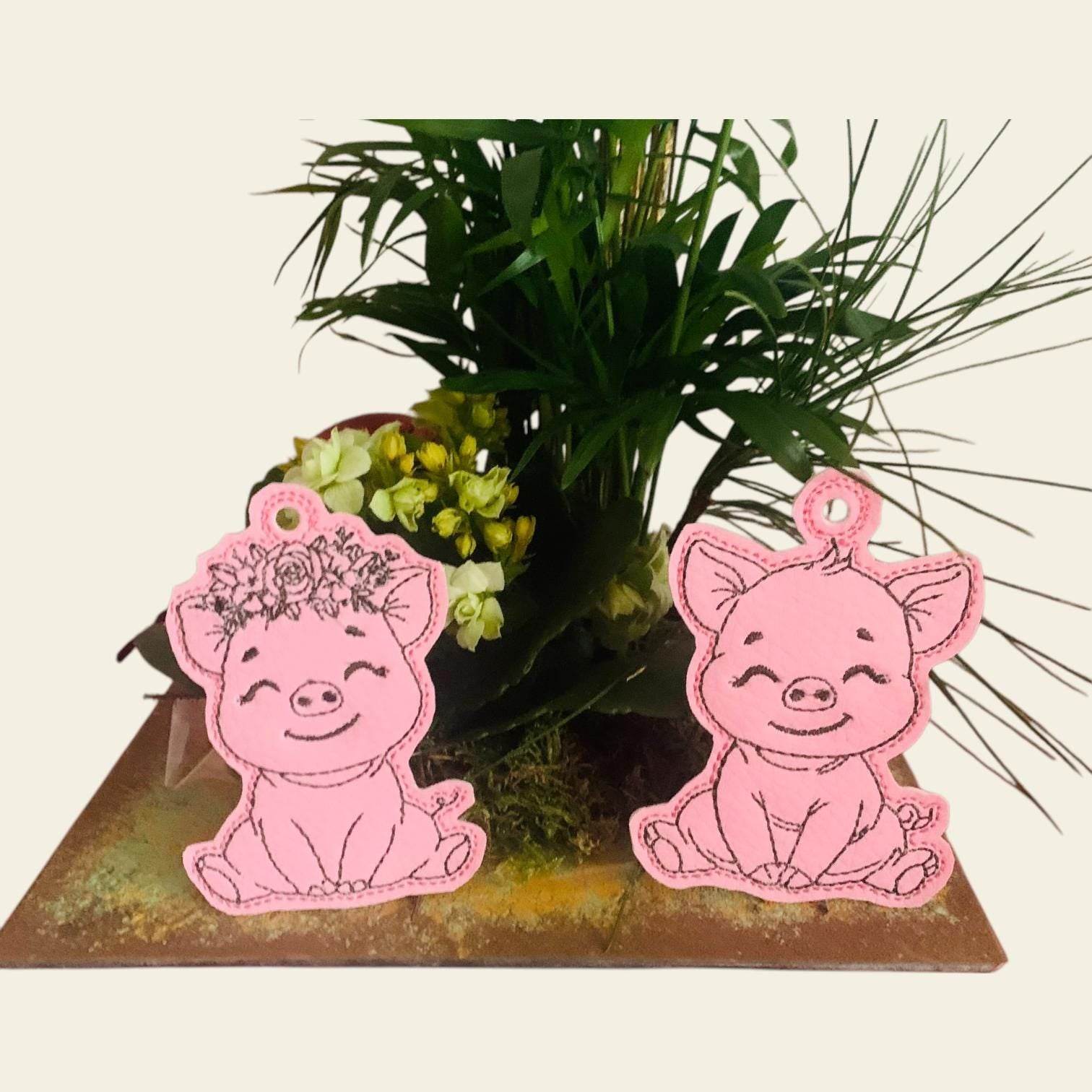 Stickdatei Schwein Anhänger Schlüsselanhänger Set 992 - Sewando
