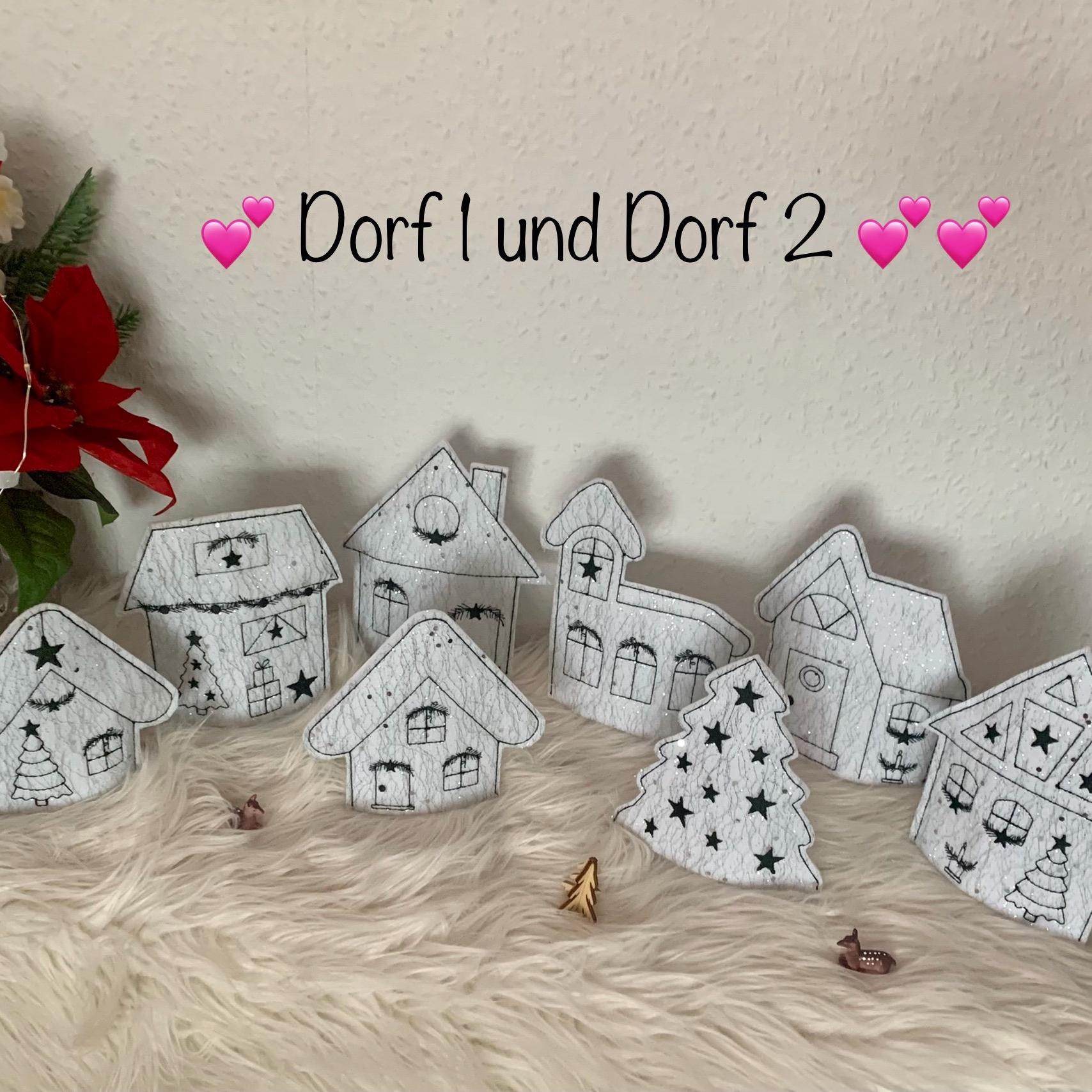 Stickdatei Winterdorf Dorf mit Baum und Kirche Weihnachten Lichthaus Set 768 - Sewando