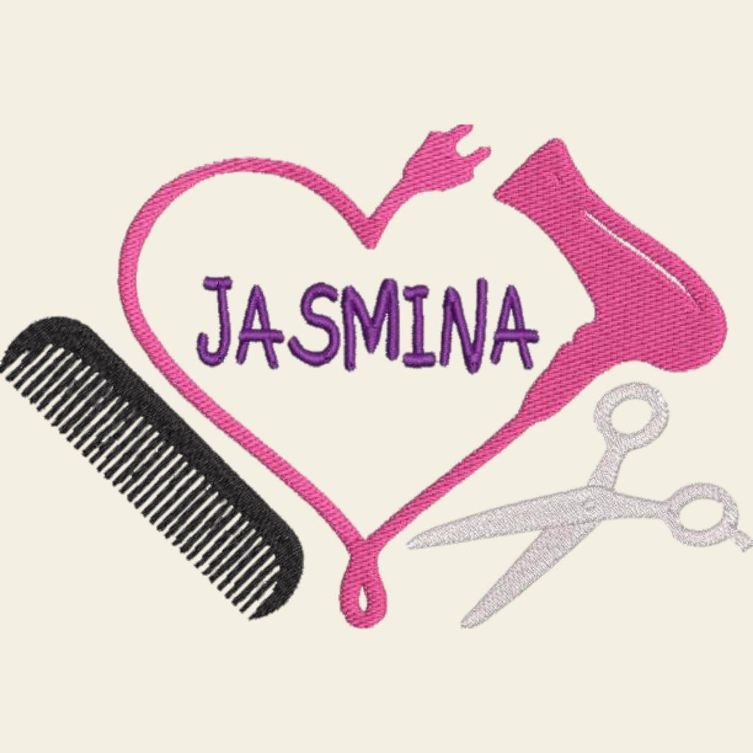 Stickdatei Friseur Hairdresser Kamm Schere Herz Fön Set 601 Frisör - Sewando